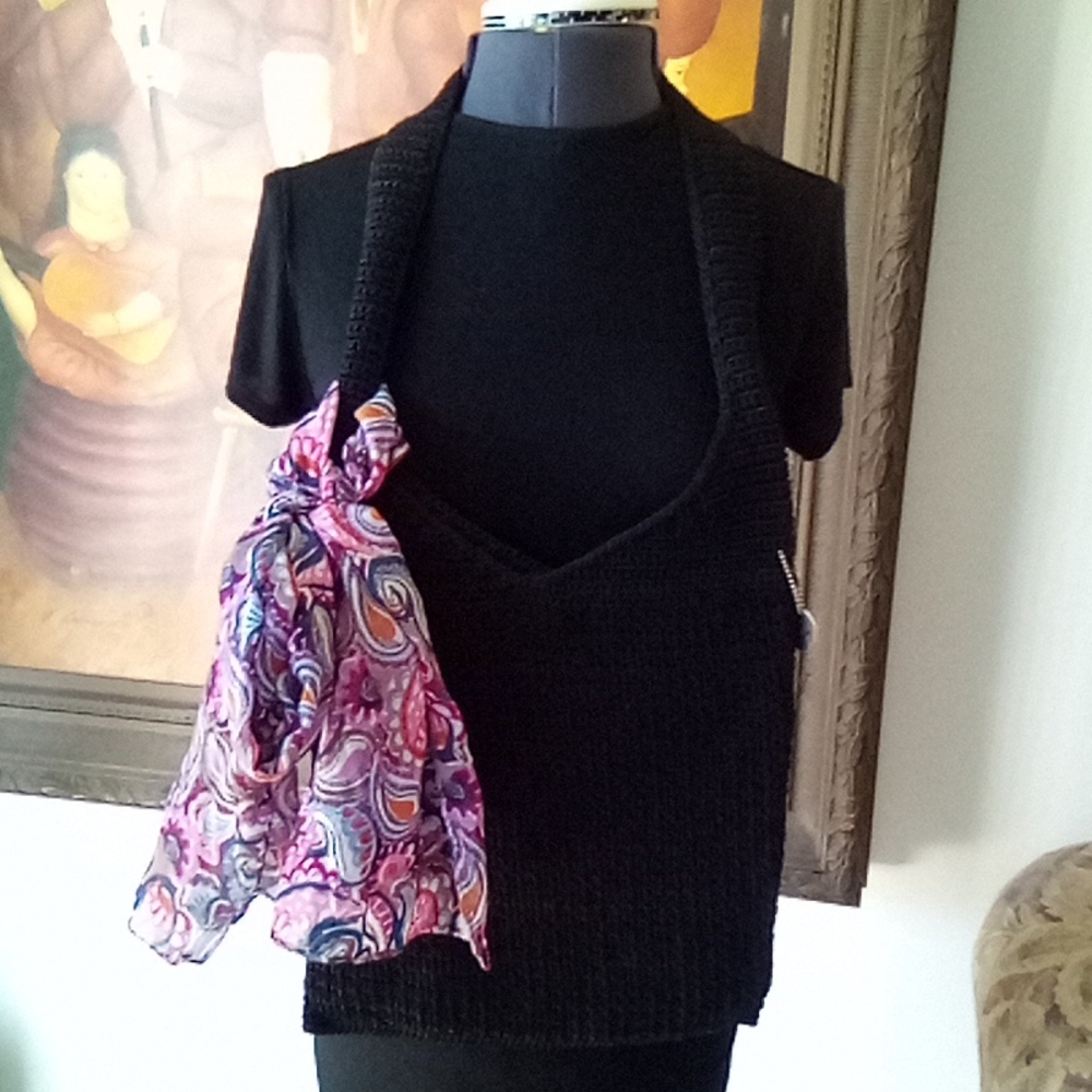 Boho Black Knit Shoulder Bag
